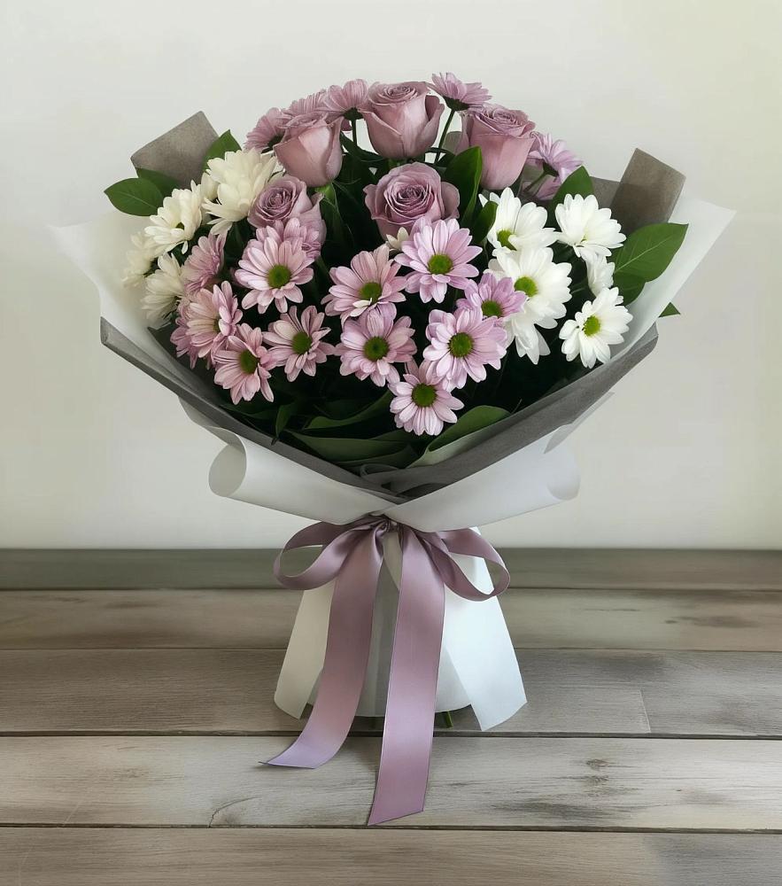 Букет цветов из: Хризантемы и Розы в Киржаче