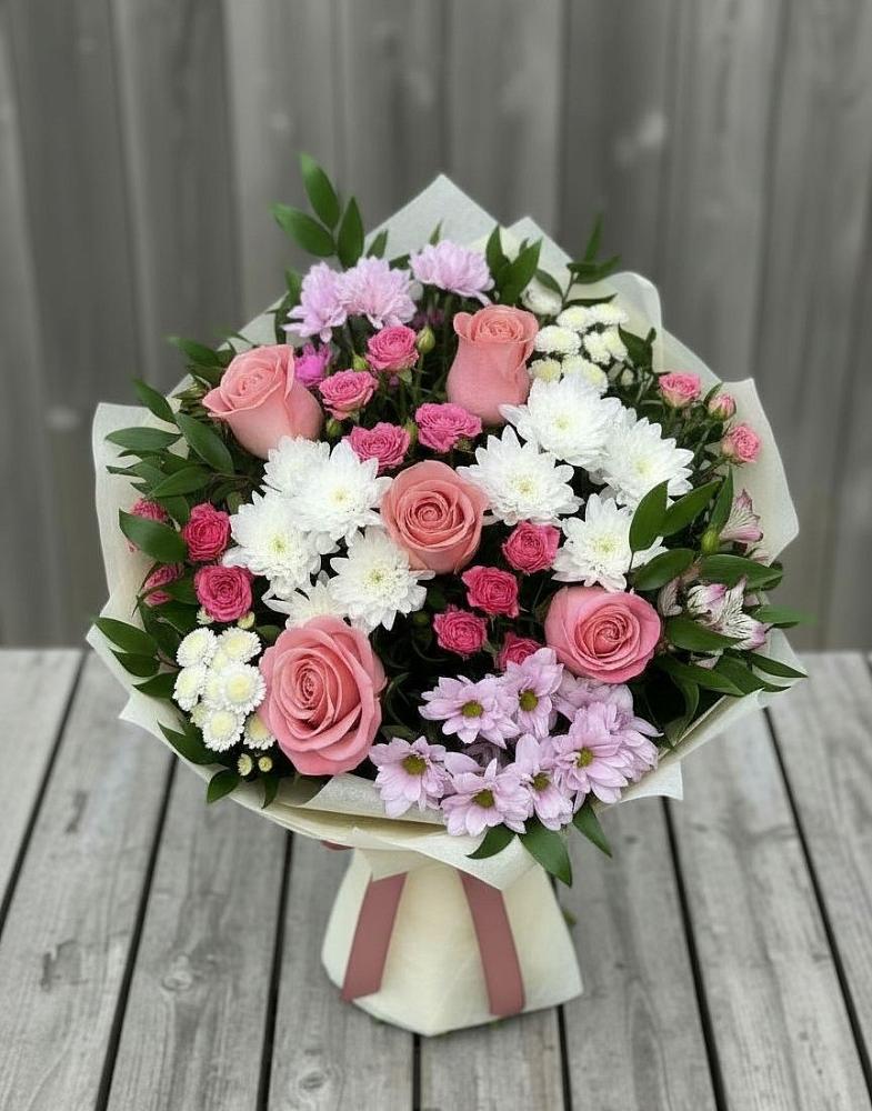 Букет цветов из: Альстромерии, Гвоздики, Розы и Хризантемы в Киржаче