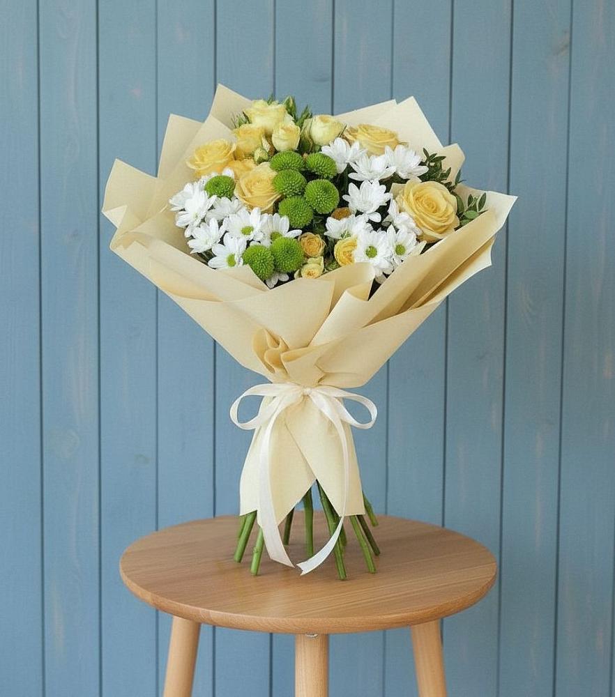 Букет цветов из: Хризантемы и Розы в Киржаче