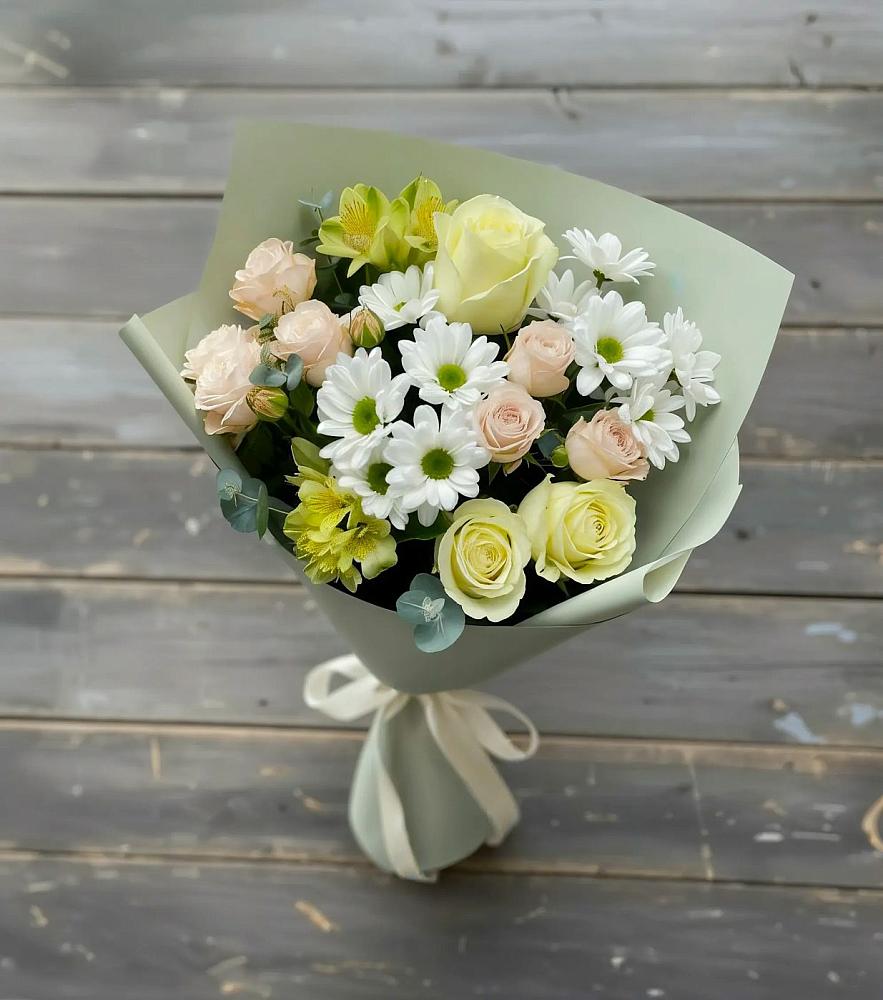 Букет цветов из: Альстромерии, Розы и Хризантемы в Киржаче