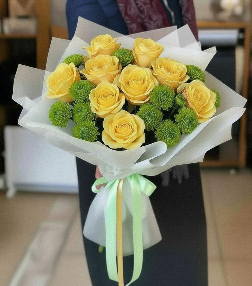 Букет цветов из: Хризантемы и Розы в Киржаче