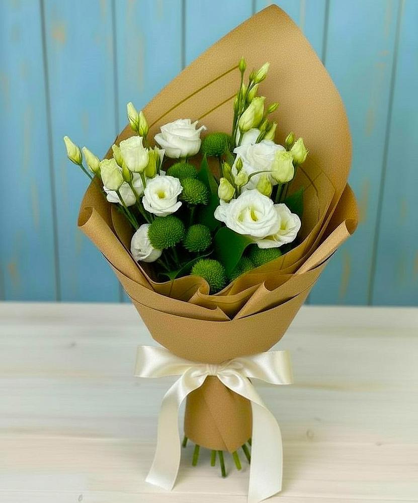 Букет цветов из: Хризантемы и Лизиантусы в Киржаче