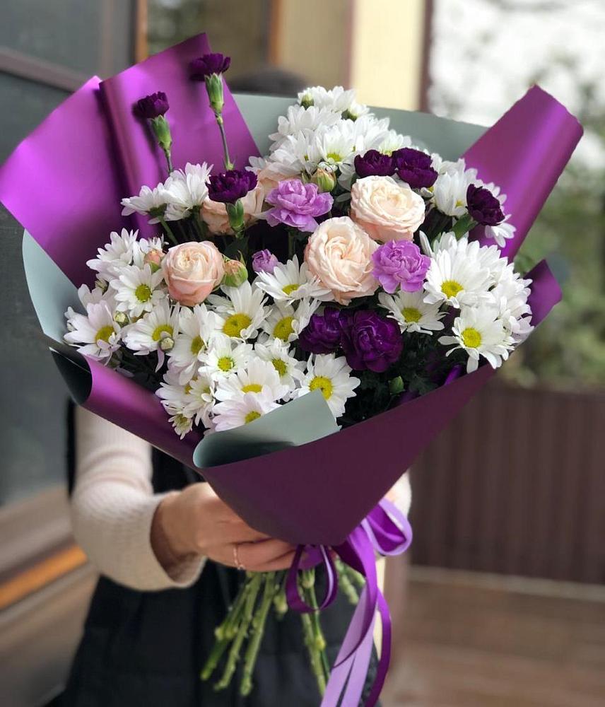 Букет цветов из: Хризантемы, Гвоздики и Розы в Киржаче