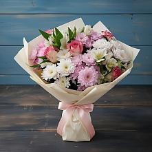 Букет цветов из:  Хризантемы, Альстромерии и Розы #REPLACE_PRED# Киржаче