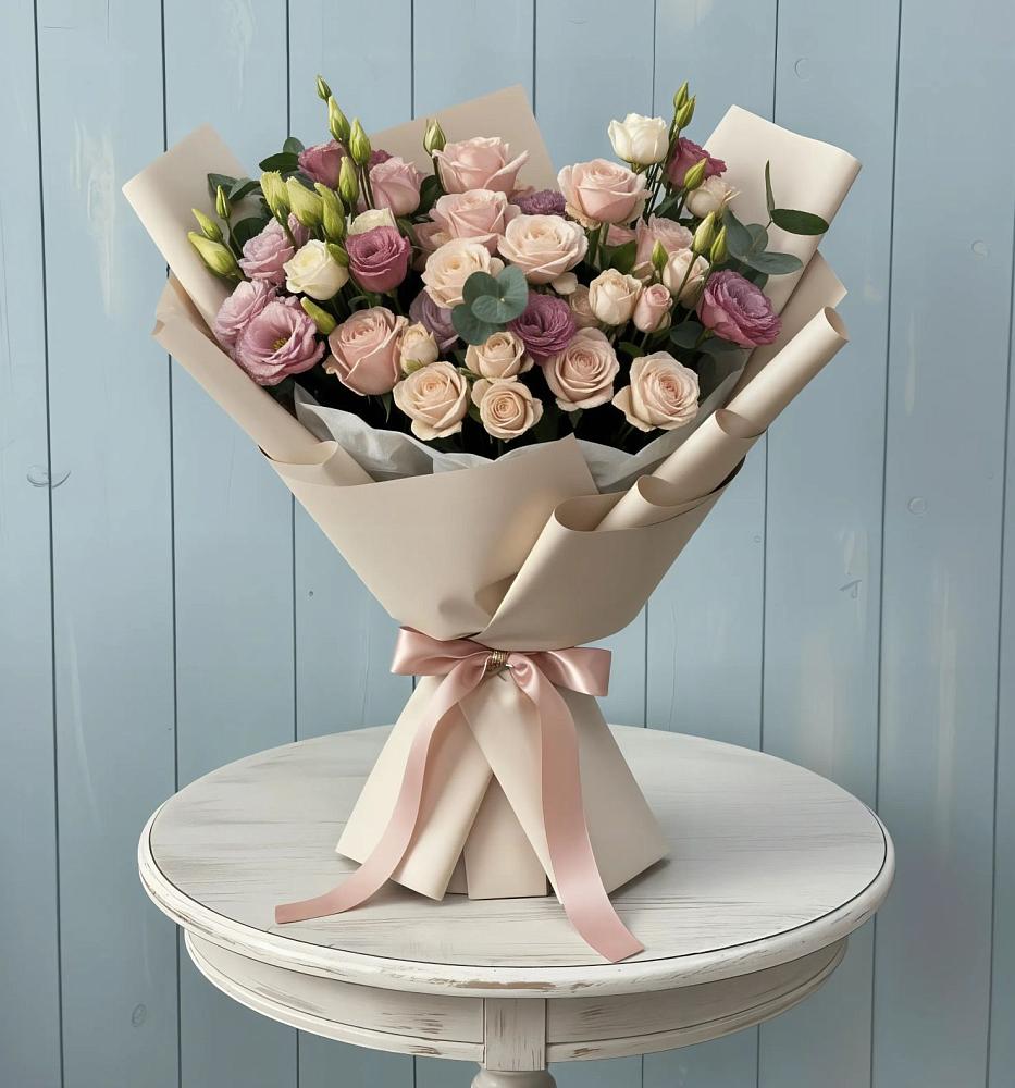 Букет цветов из: Розы и Лизиантусы в Киржаче