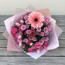 Букет цветов из:  Розы, Герберы и Хризантемы в Киржаче