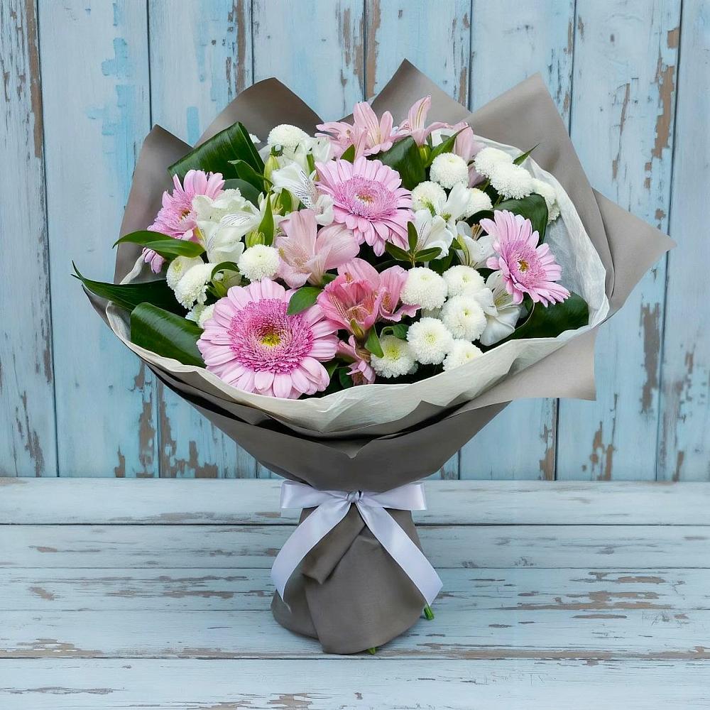 Букет цветов из: Герберы, Альстромерии и Хризантемы в Киржаче