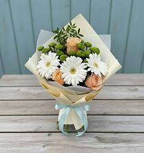 Букет цветов из:  Герберы, Розы и Хризантемы в Киржаче